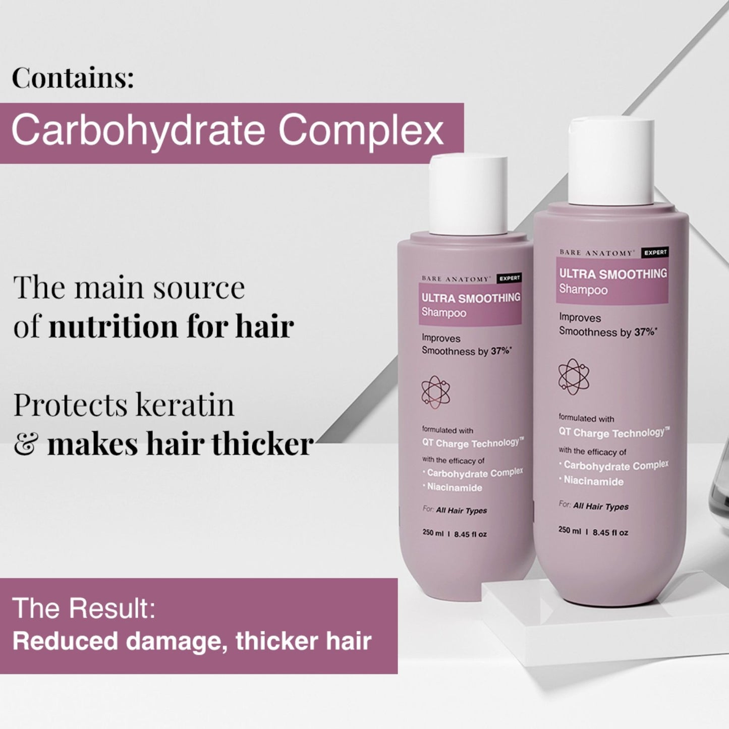 Bare Anatomy Ultra Smoothing Shampoo for Dry and Frizzy Hair Niacinamide Paraben & Sulphate Free