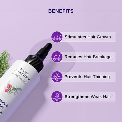 Bare Anatomy Rosemary Hibiscus Hair Growth Oil | Nourishes, Strengthens & Controls Hair Fall