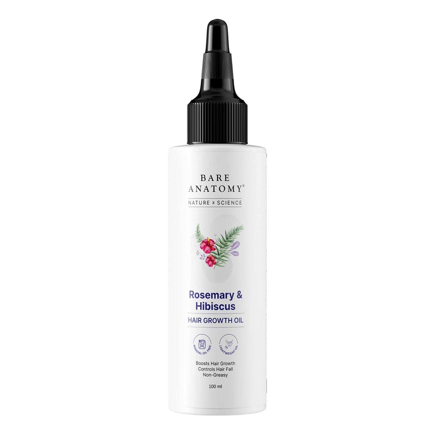 Bare Anatomy Rosemary Hibiscus Hair Growth Oil | Nourishes, Strengthens & Controls Hair Fall
