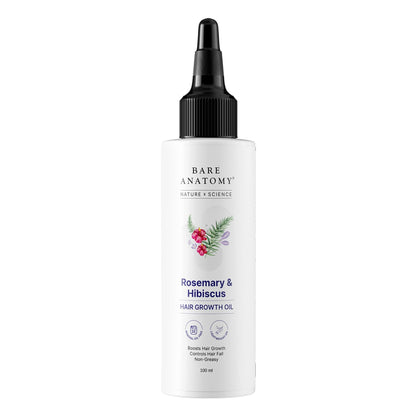 Bare Anatomy Rosemary Hibiscus Hair Growth Oil | Nourishes, Strengthens & Controls Hair Fall