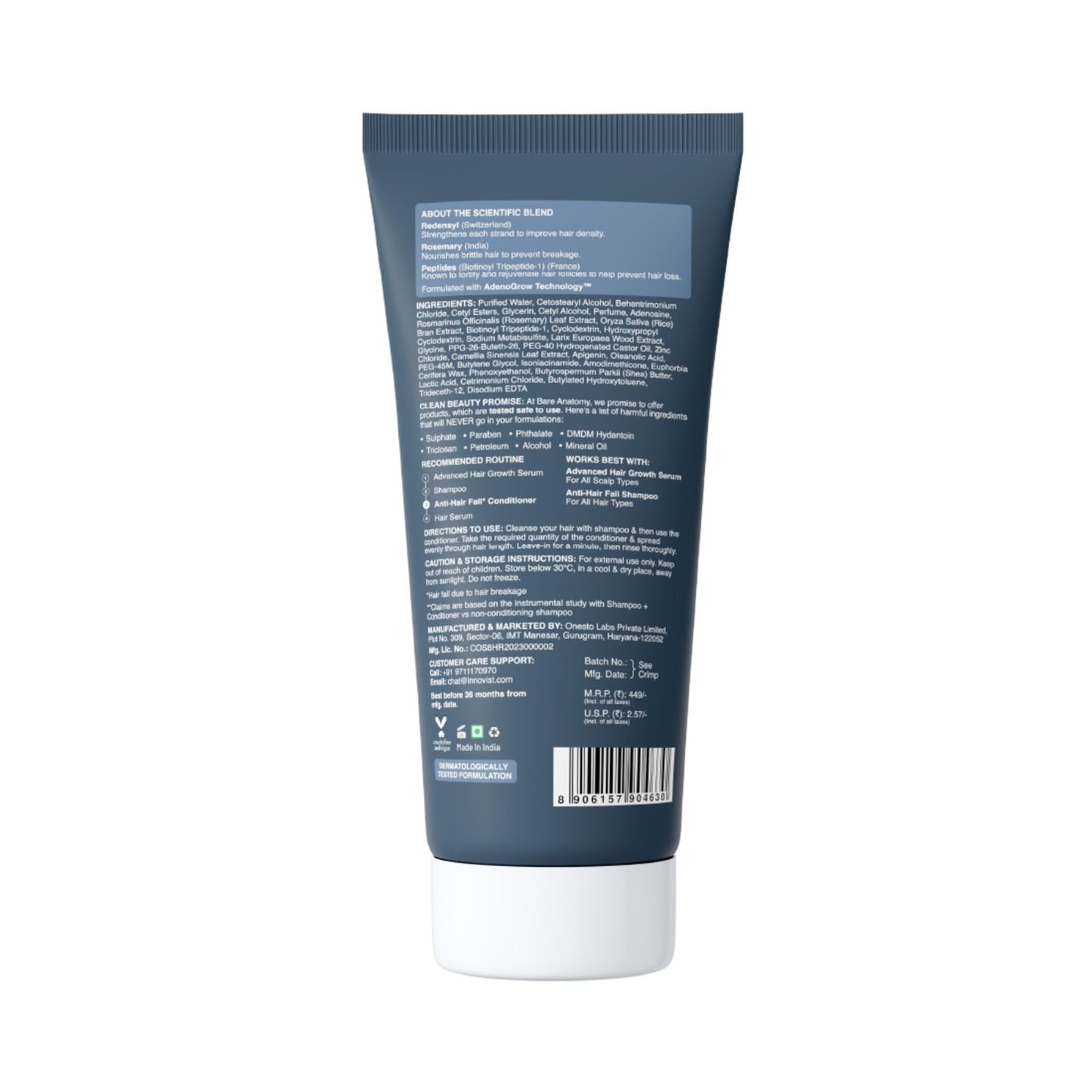 Bare Anatomy Anti-Hair Fall Conditioner for Hair Fall & Thinning with Redensyl + Rosemary