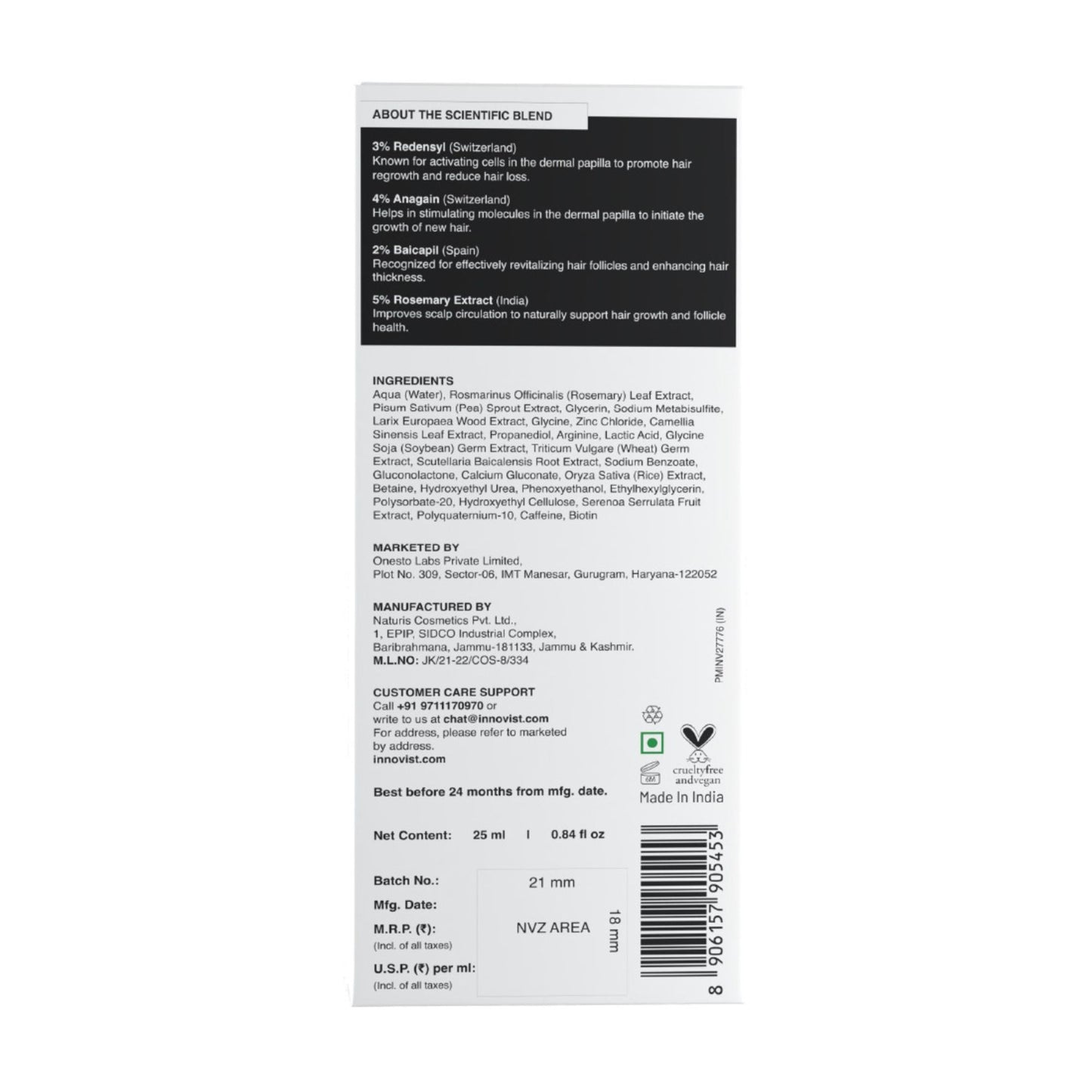 Bare Anatomy Advanced Hair Growth Serum - 3% Redensyl + 4% Anagain + Rosemary + Rice Water
