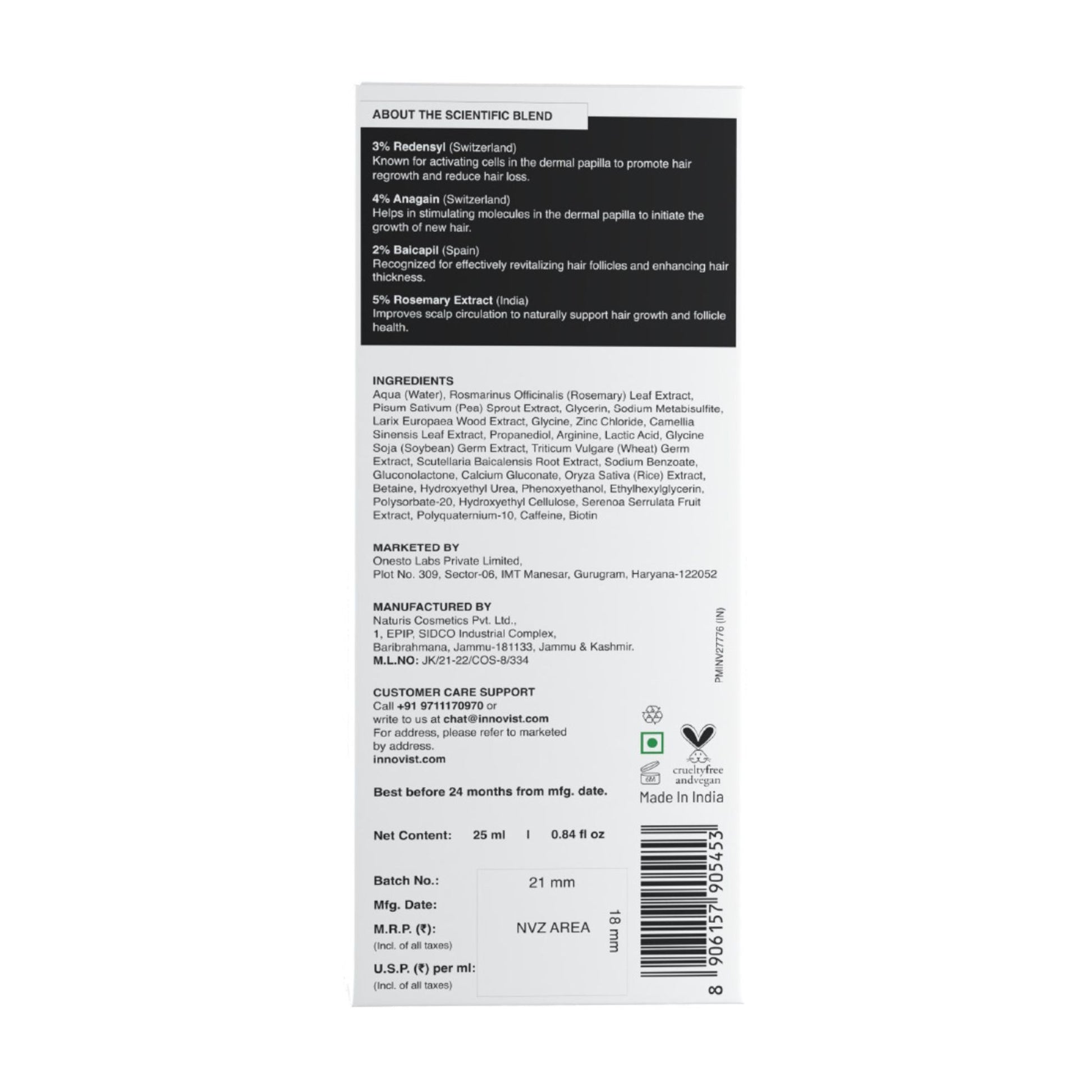 Bare Anatomy Advanced Hair Growth Serum - 3% Redensyl + 4% Anagain + Rosemary + Rice Water