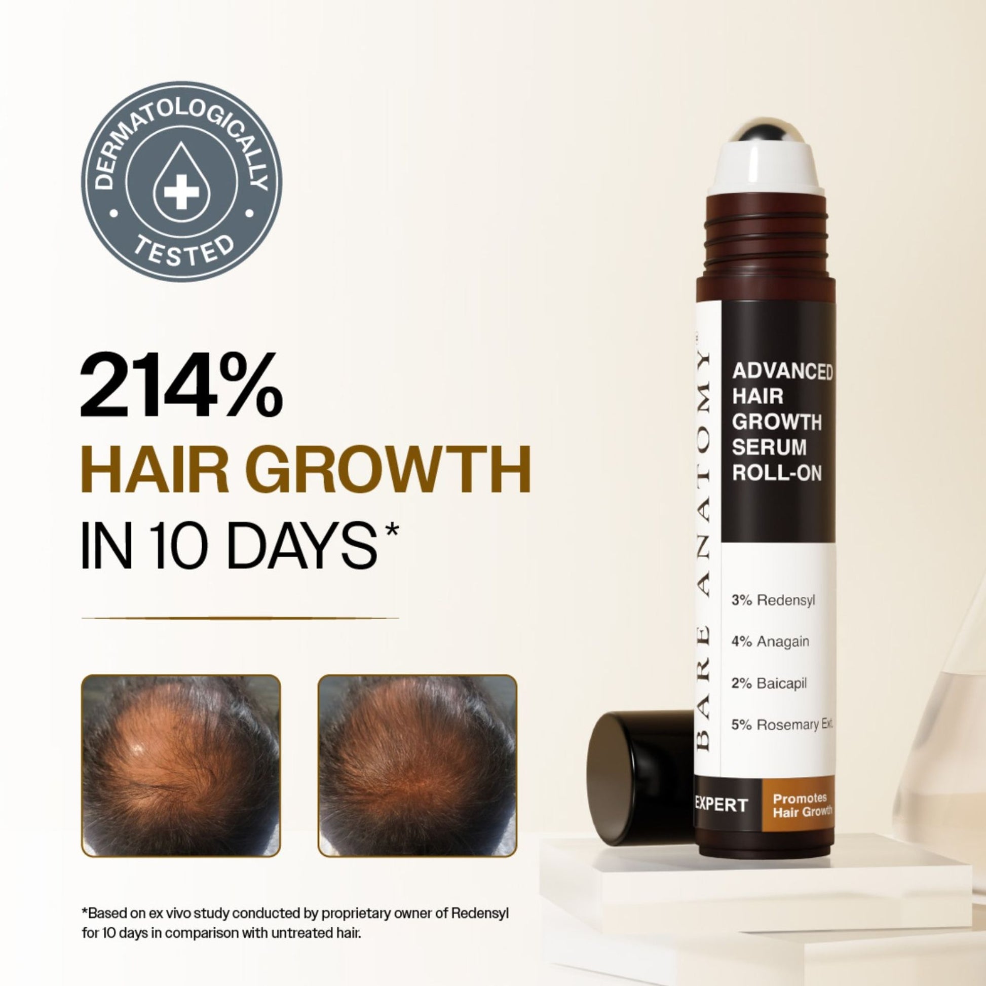 Bare Anatomy Advanced Hair Growth Serum - 3% Redensyl + 4% Anagain + Rosemary + Rice Water