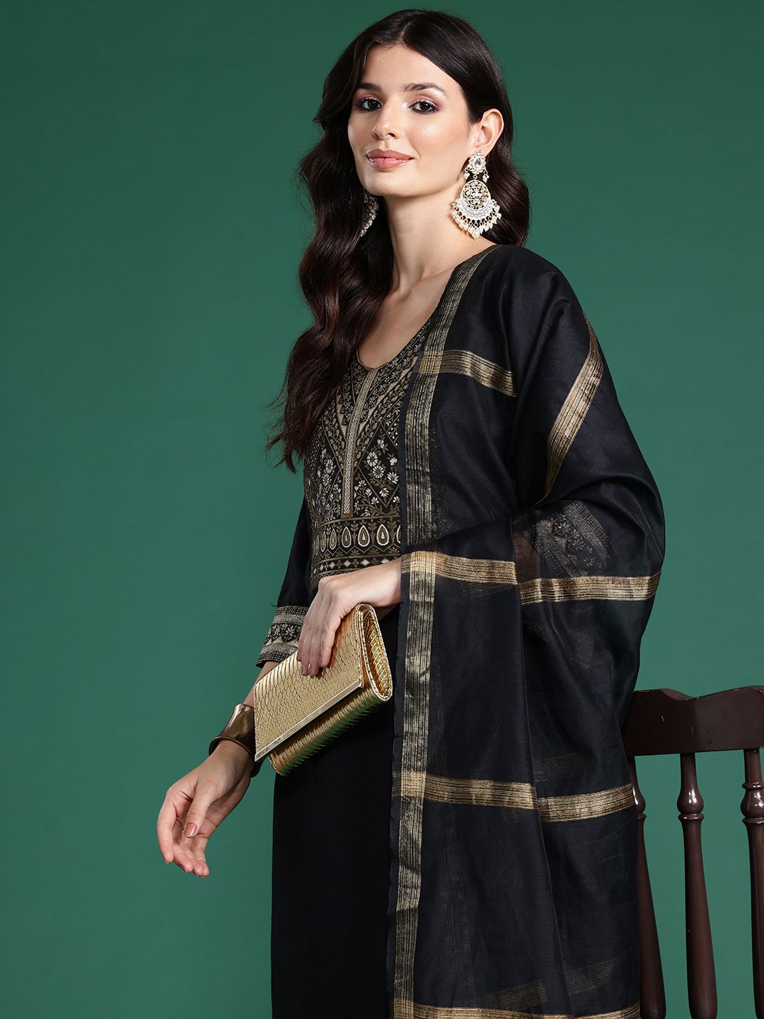 Dhiyona IE Yoke Design Kurta With Palazzos & Dupatta