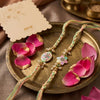 Dhiyona Set Of 2 Meenakari Floral Thread Rakhi With Roli Chawal Chandan Mishri