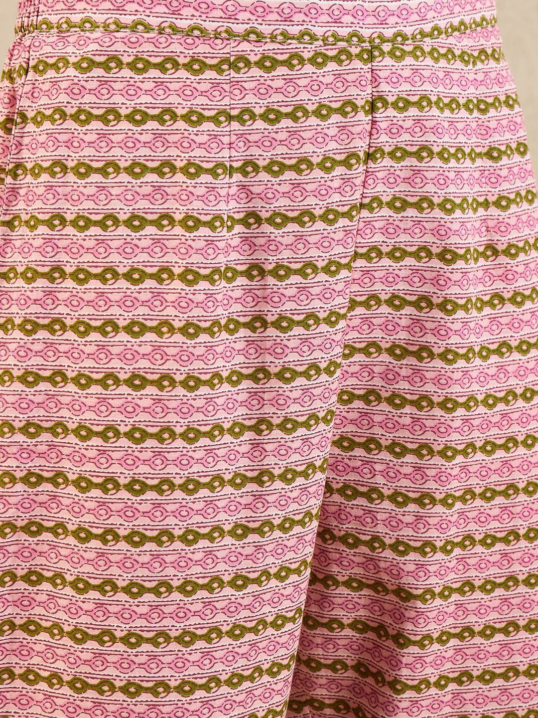 Indyancart IE Floral Printed Empire Pure Cotton A-Line Kurta With Trousers & Dupatta