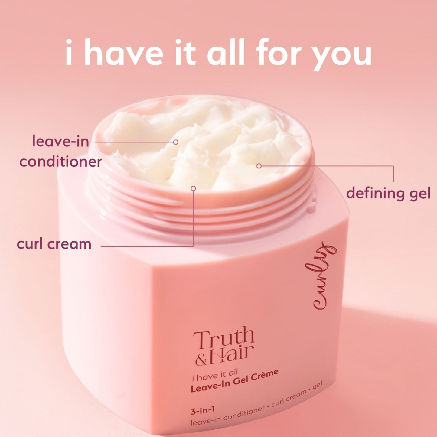 Truth & Hair- Curly 3-in-1 Styler Leave-In Conditioner + Curl Cream + Defining Gel
