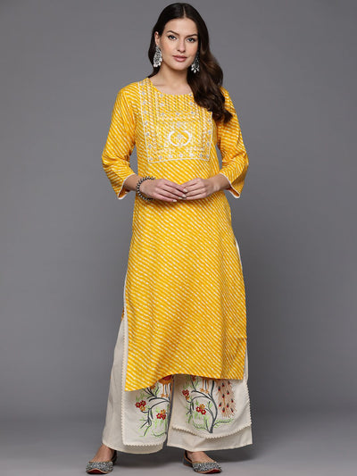 Indyancart IE Leheriya Printed Sequinned Kurta