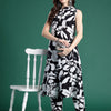 Dhiyona IE Floral Printed Pleated Pure Cotton Kurta with Trousers