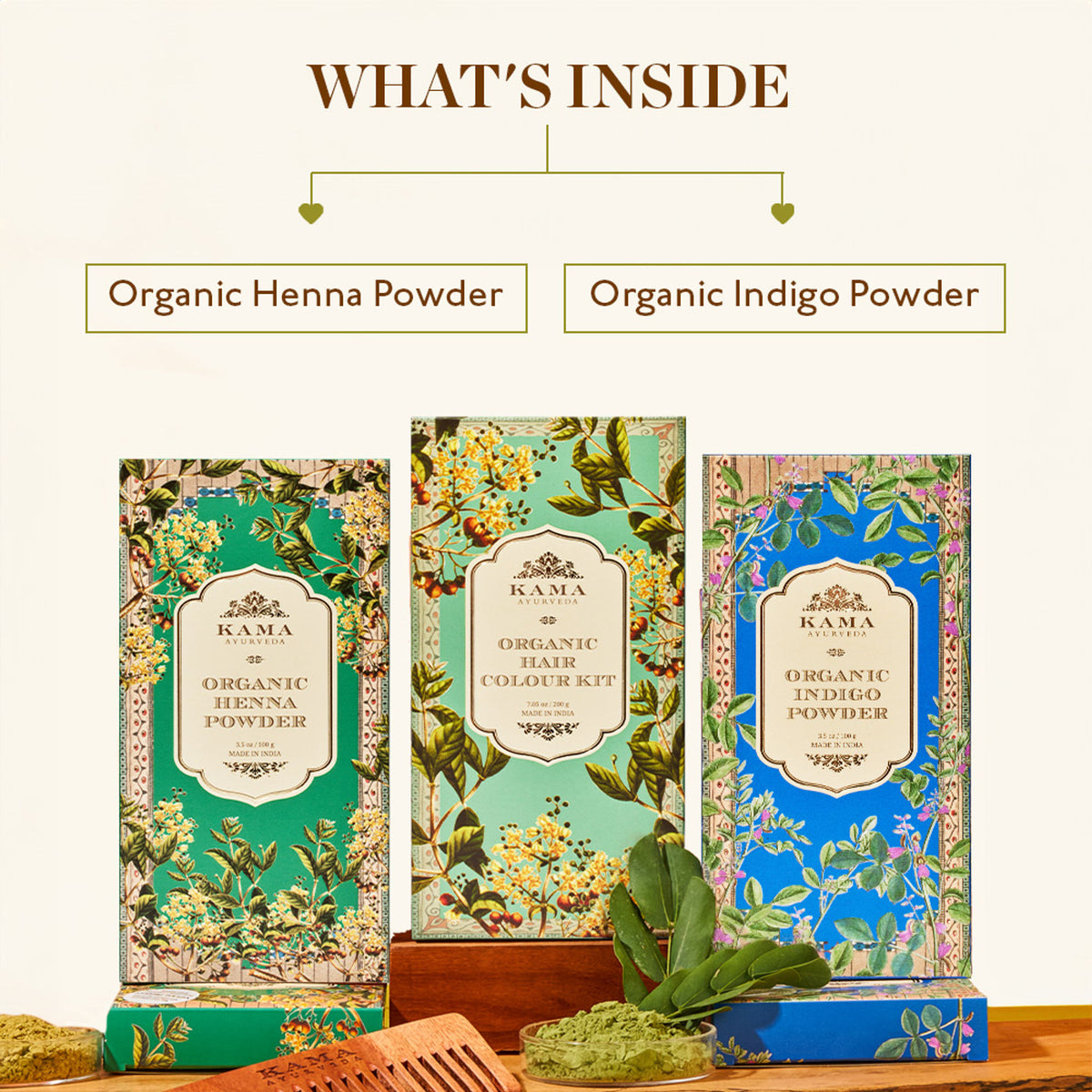Kama Ayurveda Organic Hair Color Kit With 100% Organic Indigo & Henna, Prevents Premature Graying