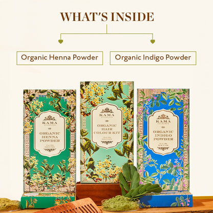 Kama Ayurveda Organic Hair Color Kit With 100% Organic Indigo & Henna, Prevents Premature Graying
