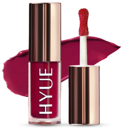 HYUE HydraMatte Liquid Lipstick in Fine Wine, deep burgundy shade with smooth, matte finish, displayed on a neutral background.