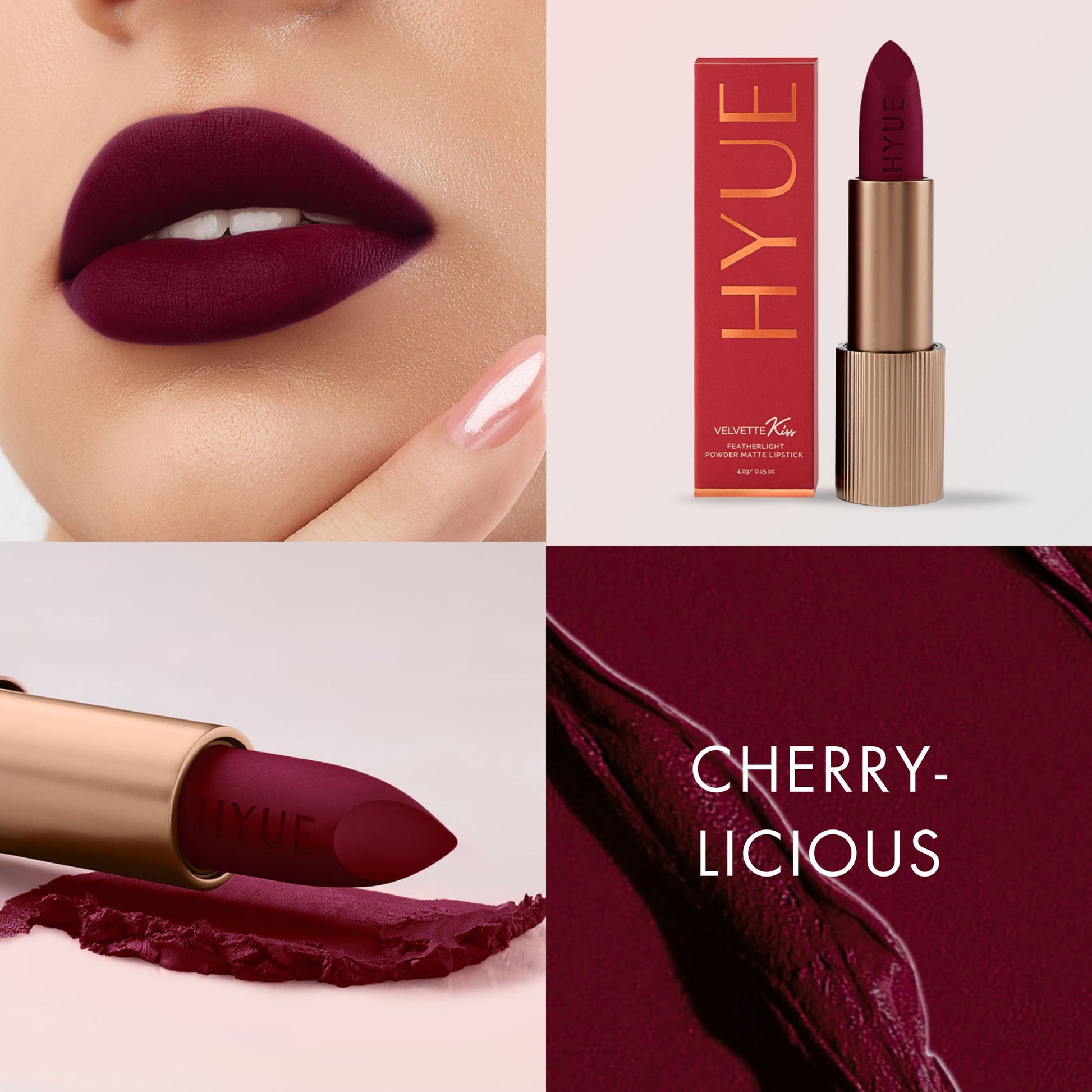 HYUE Velvet Kiss Matte Lipstick - Cherry Licious