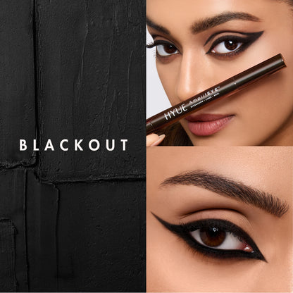 HYUE AmplifEYE 3-in-1 eye crayon with black eyeliner, eyeshadow, and kohl in black for versatile eye makeup application.