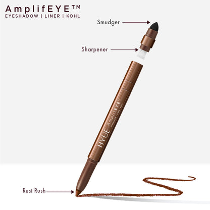 HYUE AmplifEYE 3-in-1 Eye Crayon - Eyeshadow Liner Kohl - Multi-Use - Rust Rush
