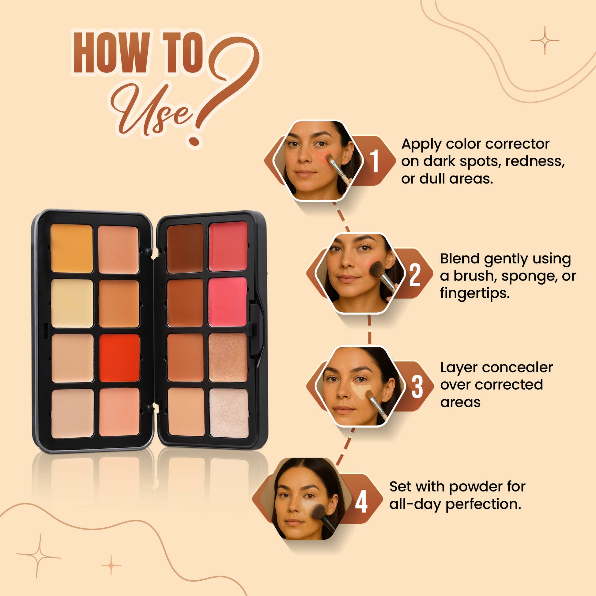 Fashion Colour All In One Blusher, Highlighter & Corrector 16-In-1 Palette