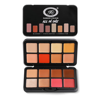 Fashion Colour All In One Blusher, Highlighter & Corrector 16-In-1 Palette