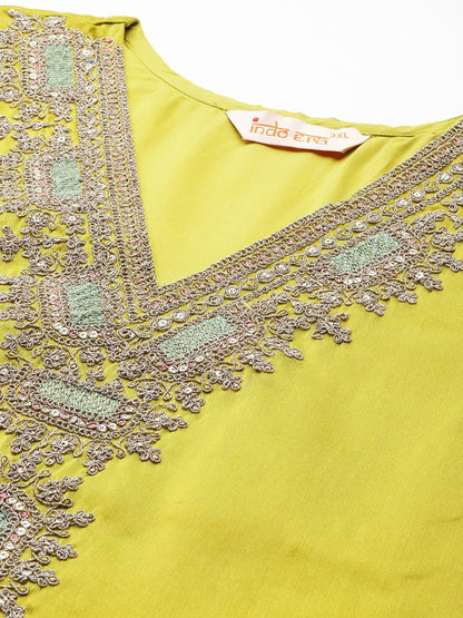 Indyancart IE Embroidered Kurta with Trousers & Dupatta