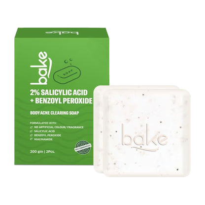 BAKE 2% Salicylic Acid + Benzoyl Peroxide Scrub Treatment Soap (Pack of 2) for Body & Back Acne