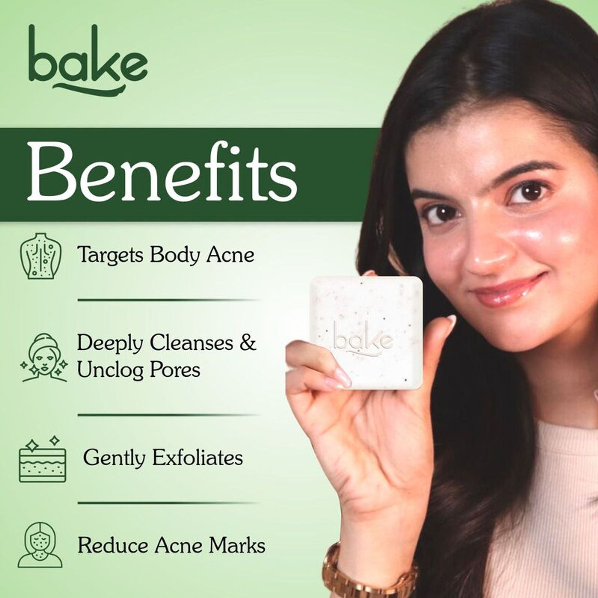 BAKE 2% Salicylic Acid + Benzoyl Peroxide Scrub Treatment Soap (Pack of 2) for Body & Back Acne