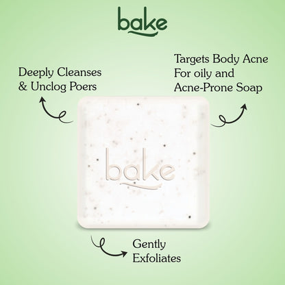 BAKE 2% Salicylic Acid + Benzoyl Peroxide Scrub Treatment Soap (Pack of 2) for Body & Back Acne