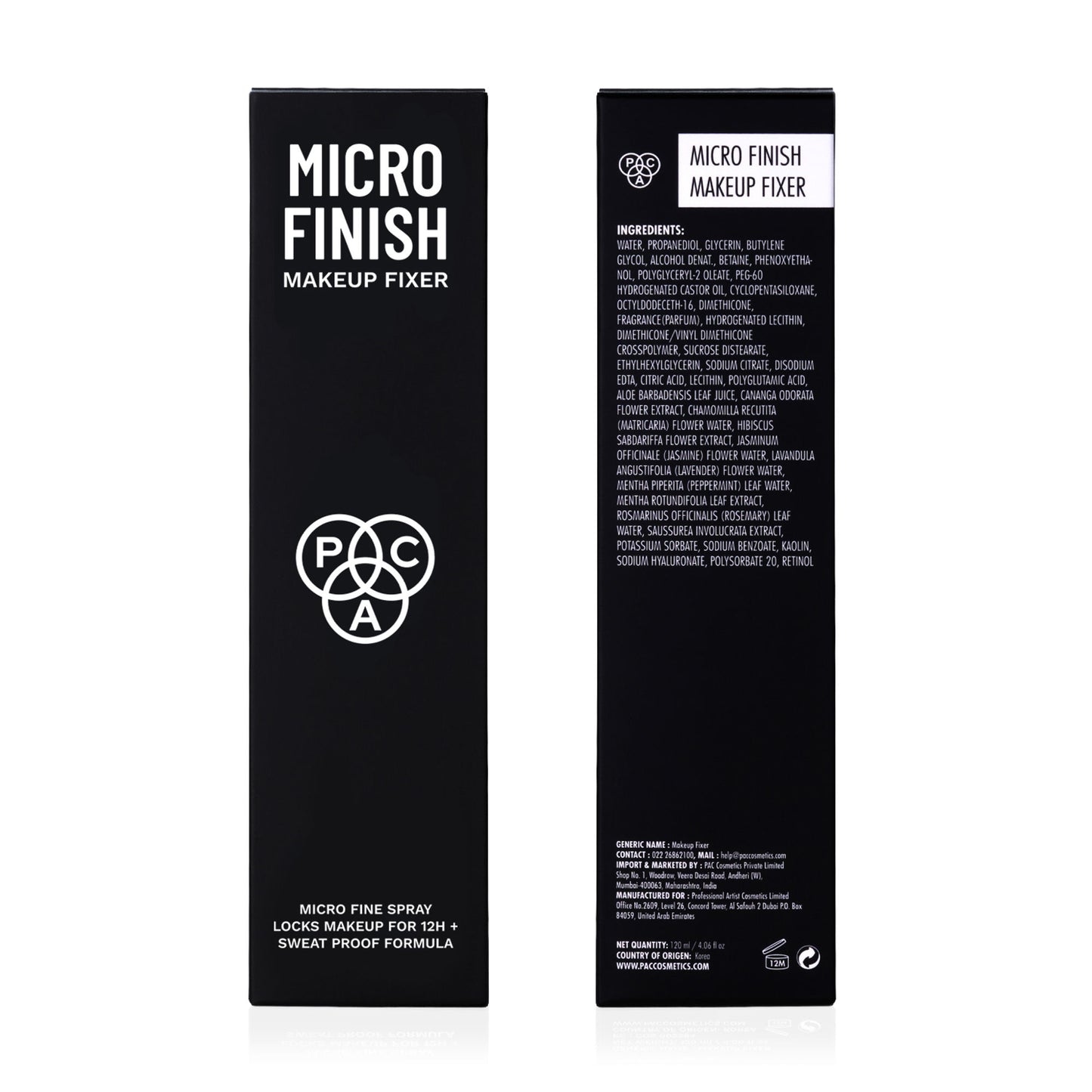 PAC Micro Finish Makeup Fixer Spray - Quick Drying Microfine Mist, Longlasting Sweatproof Formula