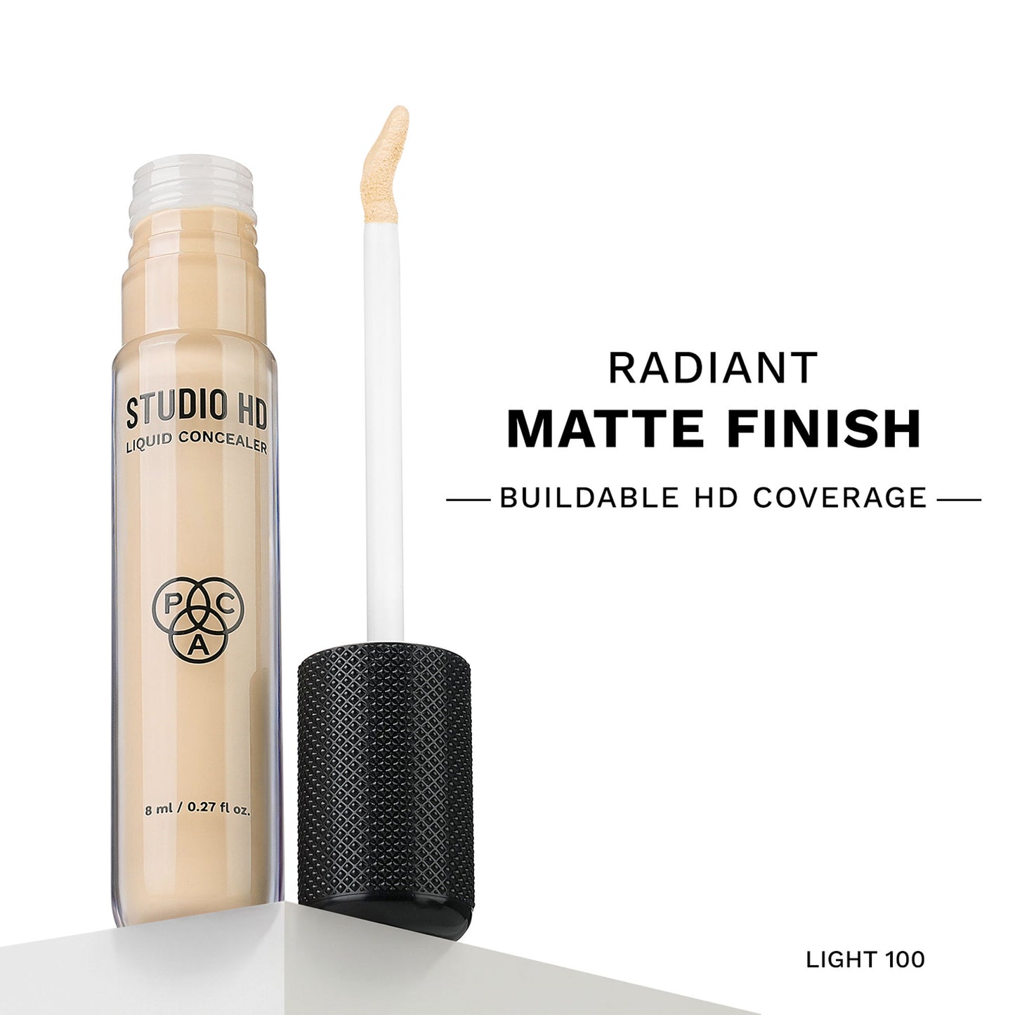 PAC Studio HD Liquid Concealer - Radiant Matte Finish, Long Wearing Buildable Coverage - HD LIGHT 100