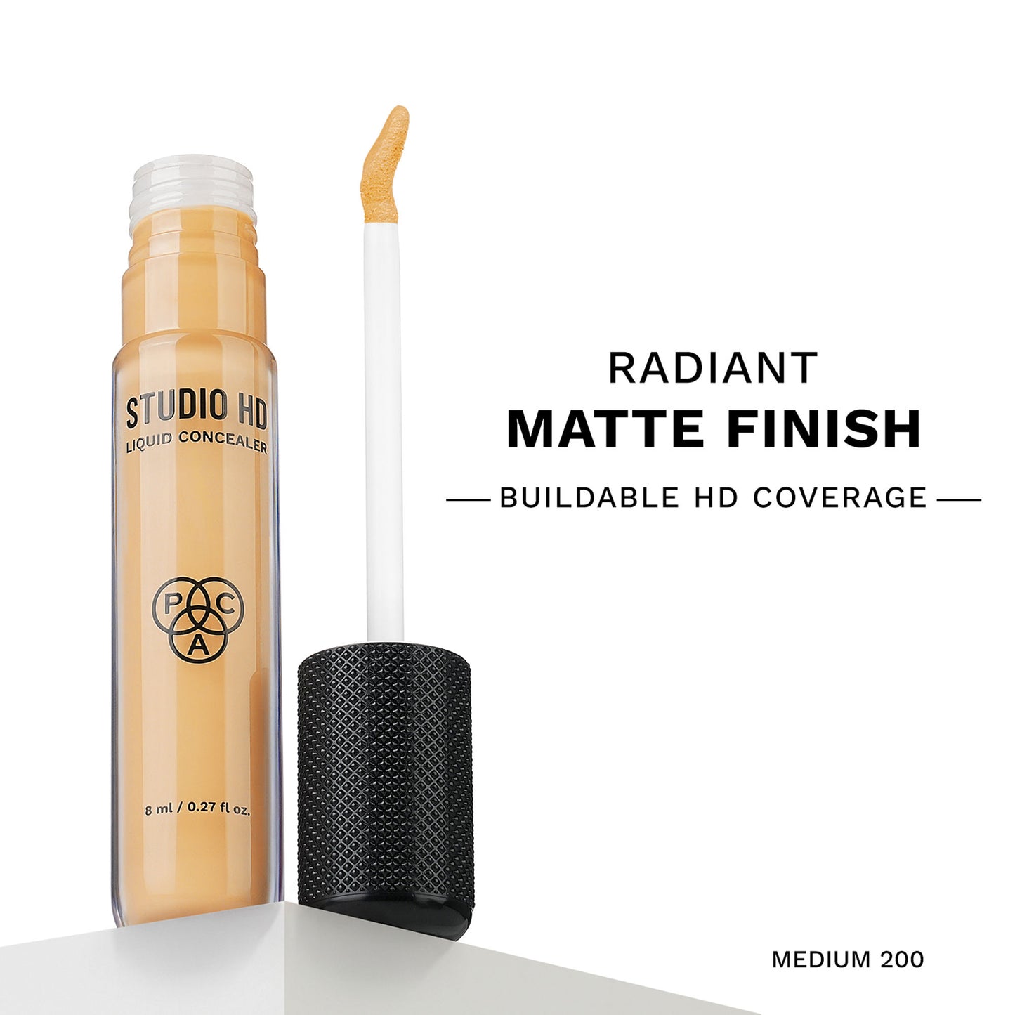 PAC Studio HD Liquid Concealer - Radiant Matte Finish, Long Wearing Buildable Coverage - HD MEDIUM 200