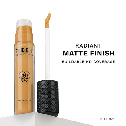 PAC Studio HD Liquid Concealer - Radiant Matte Finish, Long Wearing Buildable Coverage - HD DEEP 320