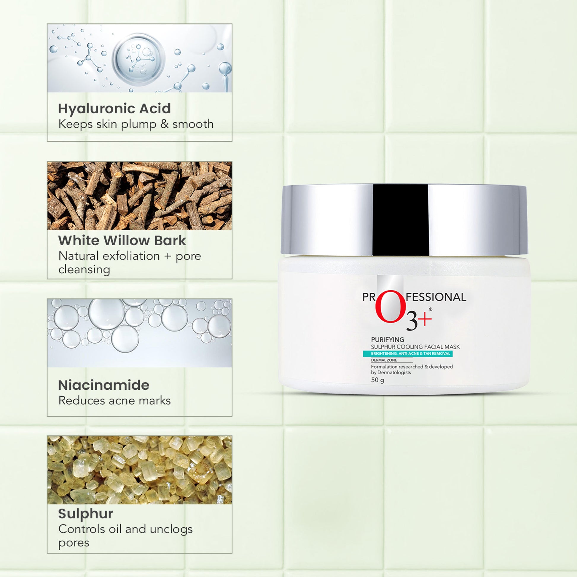 O3+ Purifying Sulfur Cooling Mask For Brightening,Anti Acne & Tan Removal
