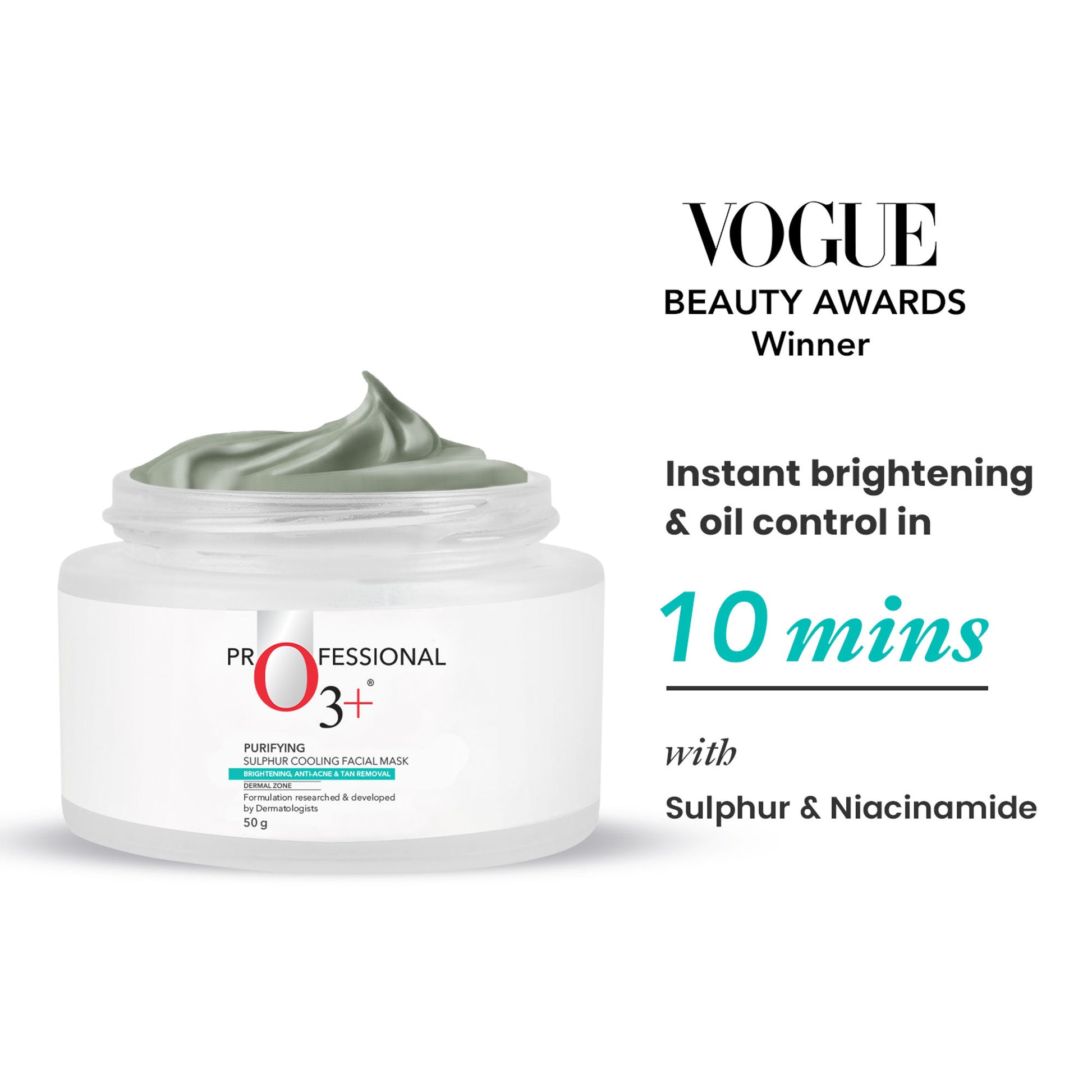 O3+ Purifying Sulfur Cooling Mask For Brightening,Anti Acne & Tan Removal