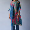 Women's Midnight Blue, Pink and Pistachio Mix Colour Bemberg Silk Printed Co-ord Set