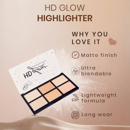 Gorgeous Girl 6 Color HD Glow Highlighter, Highly Pigmented & Blendable - Shade 02