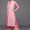 Indyancart IE Ethnic Motifs Embroidered Straight Kurta With Palazzos