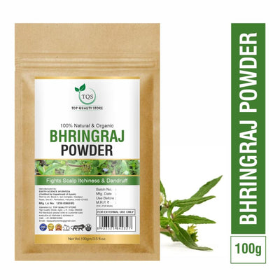 TQS 100% Organic Bhringraj Leaf Powder Deep Moisturize Scalp For Healthy Hair, Chemicals Free