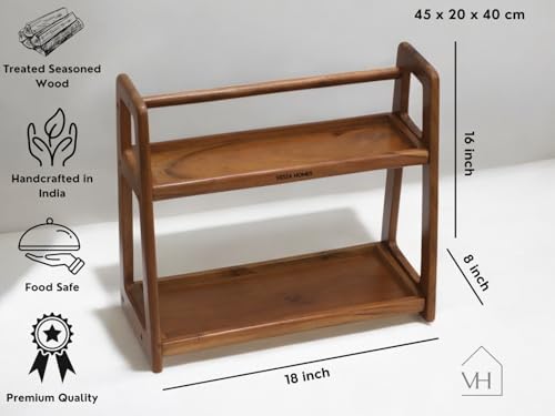 Vesta Homes Premium Solid Wood Home & Kitchen Organizer Freestanding Tiered Shelf Rack
