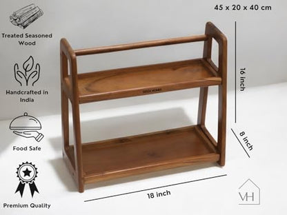 Vesta Homes Premium Solid Wood Home & Kitchen Organizer Freestanding Tiered Shelf Rack