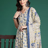 Dhiyona IE Floral Printed Empire Pure Cotton Kurta with Sharara & With Dupatta