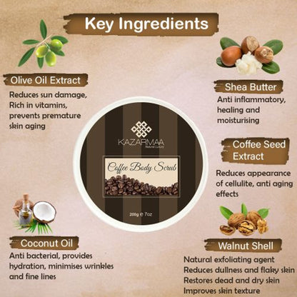 Kazarmaa Anti-cellulite Coffee Body Scrub With Shea Butter- Removes Tan And Dead Skin