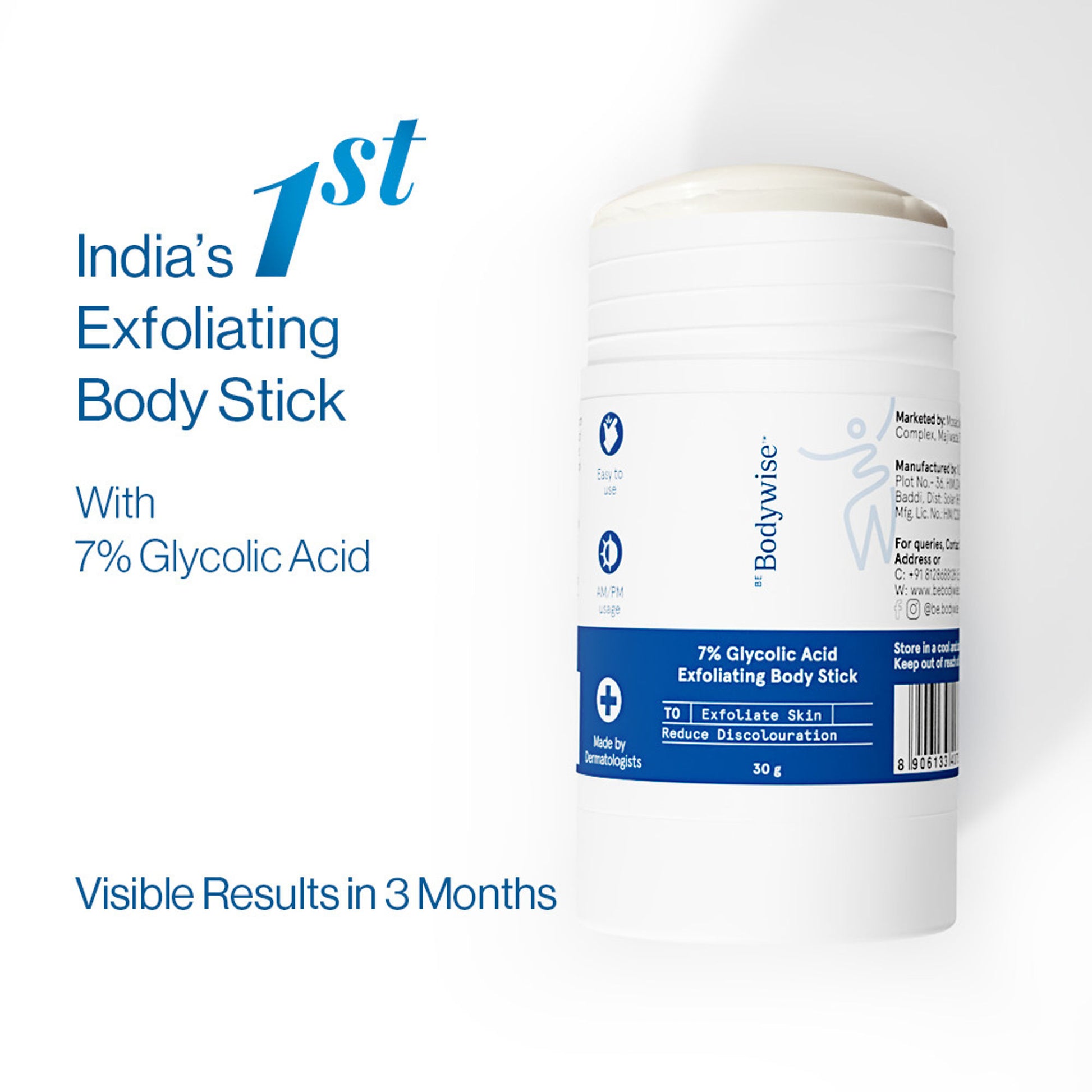 Be Bodywise 7% Glycolic Acid Stick Body Exfoliation For Smooth, Clear & Even Skin