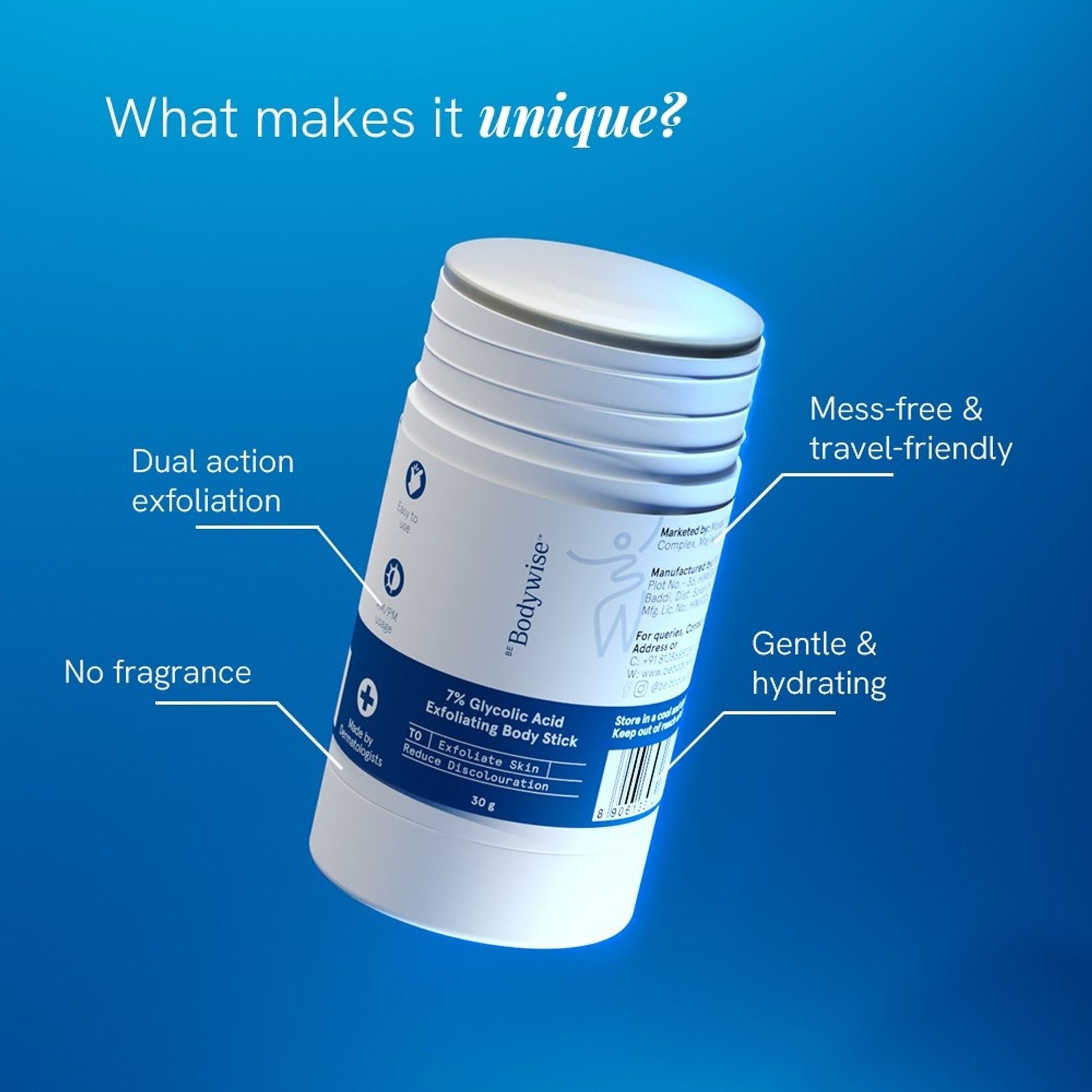 Be Bodywise 7% Glycolic Acid Stick Body Exfoliation For Smooth, Clear & Even Skin