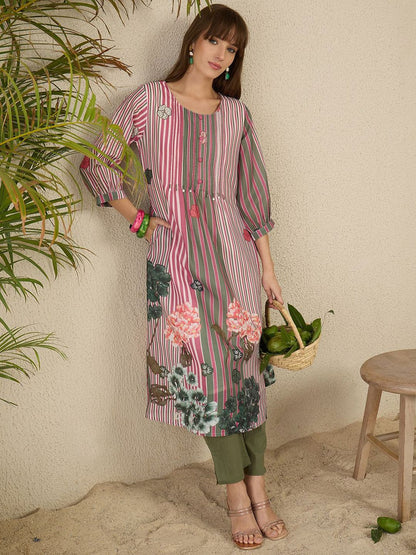 Indyancart IE Printed Pure Cotton Kurta & Trouser Co-Ords
