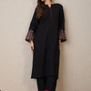 Dhiyona IE Mandarin Collar Flared Sleeves Thread Work Straight Kurta With Trouser