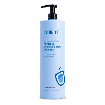 Plum Peptides Shampoo with Coconut Milk for Dry & Rough Hair 22x softer hair in 1 wash