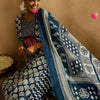 Dhiyona IE Blue Ethnic Motifs Printed Straight Round Neck Thread Work Pure Cotton Kurta Set