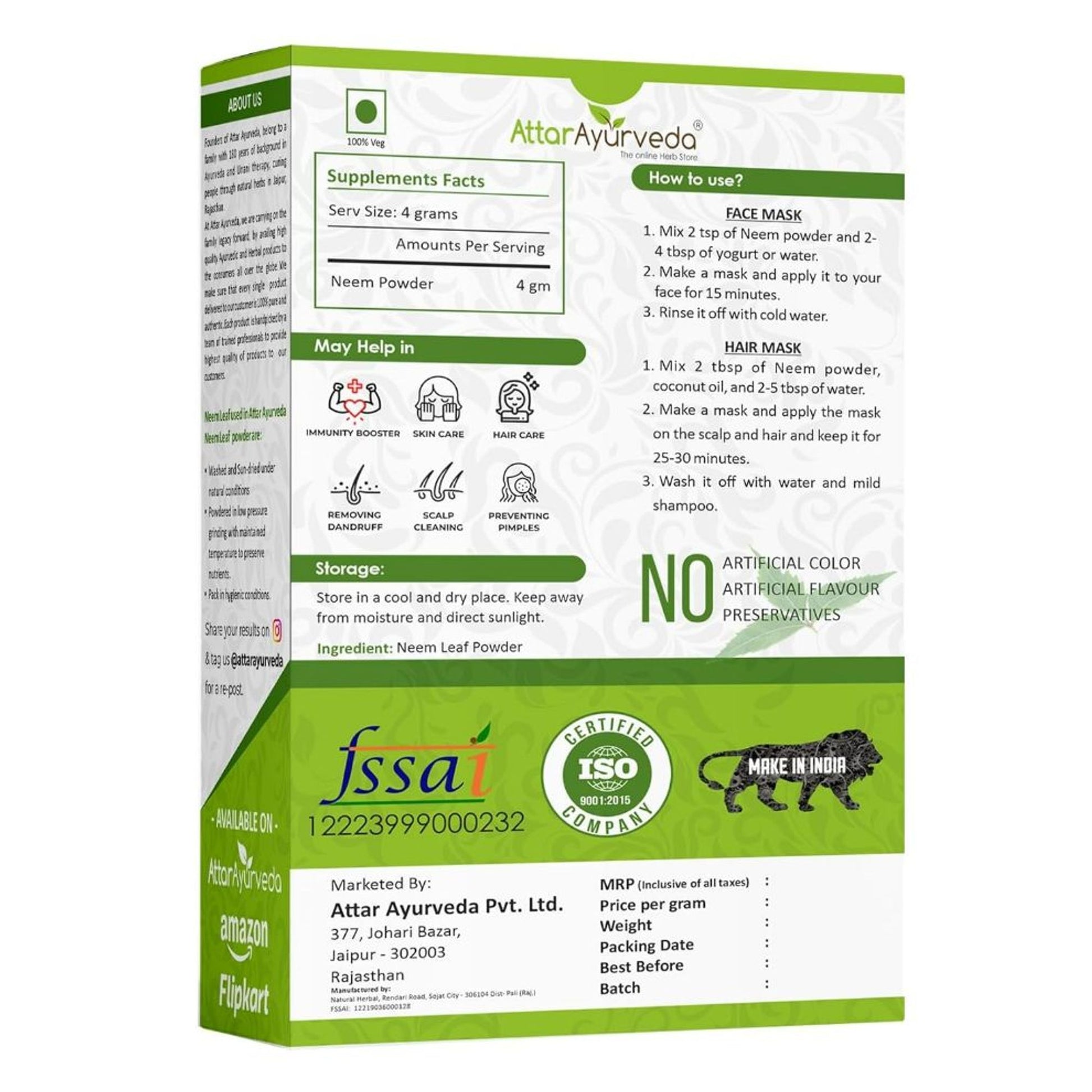 Attar Ayurveda Neem Face Powder