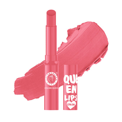 Colors Queen Lips Color Lip Balm tube with vibrant pink and red shades, featuring colorful packaging and a smooth, glossy finish.