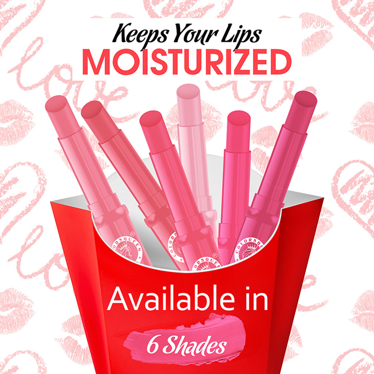 Colors Queen Lips Color Lip Balm in a sleek tube, showcasing vibrant lip balm color and branding on the packaging.