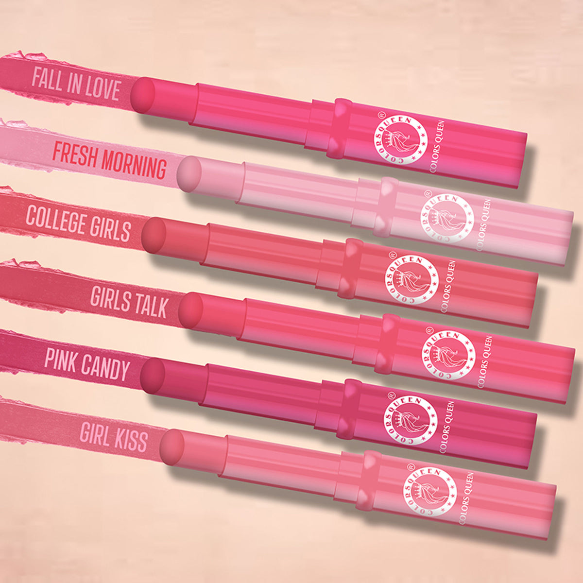 Colors Queen Lips Color Lip Balm in vibrant shade, featuring sleek packaging and a smooth, moisturizing texture.